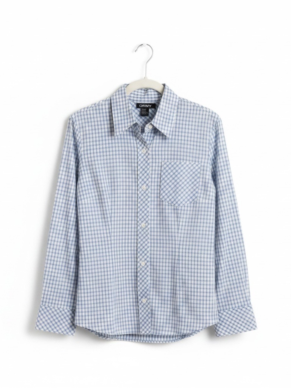 DKNY Blue Yellow & White Gingham Button-Down Shirt 100% Cotton Size Small